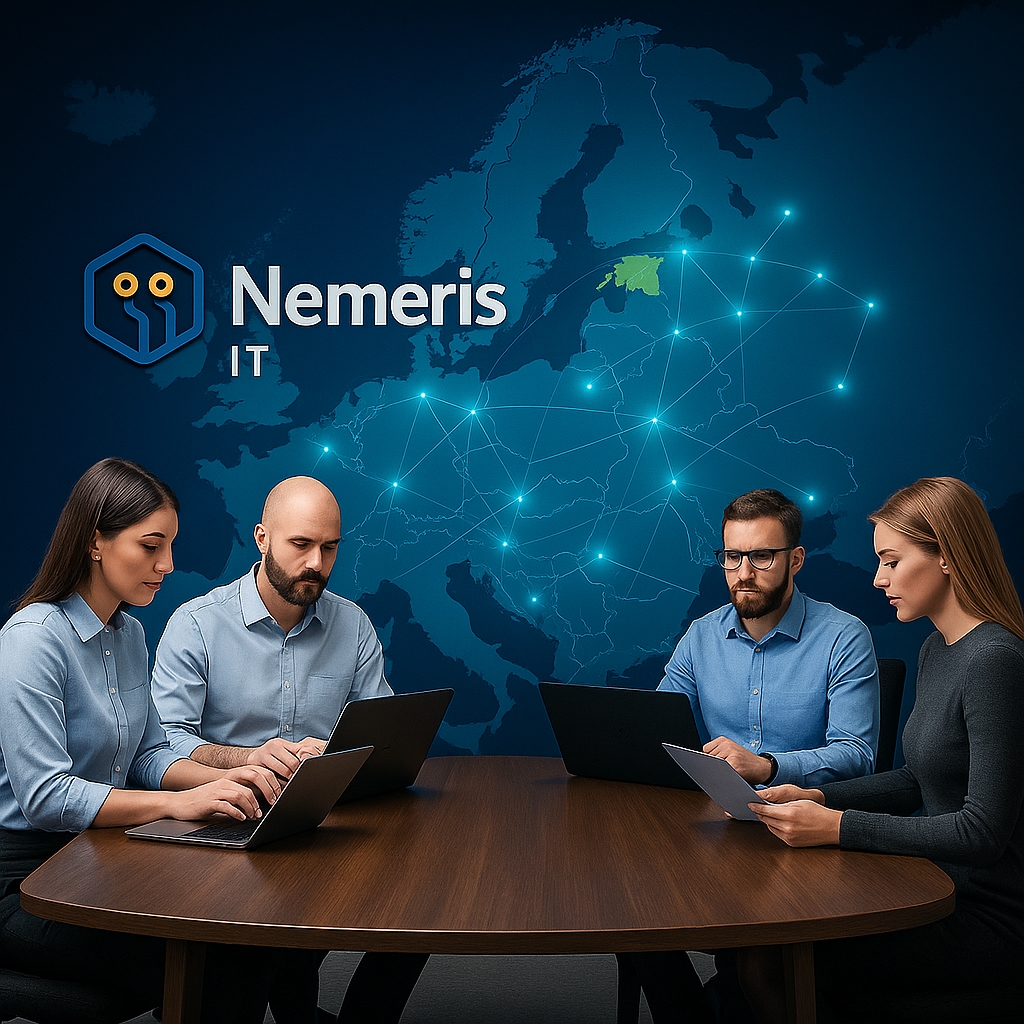 Nemeris IT ofisinde danışmanlık görüşmesi — Defensive-only, vendor-neutral B2B danışmanlık